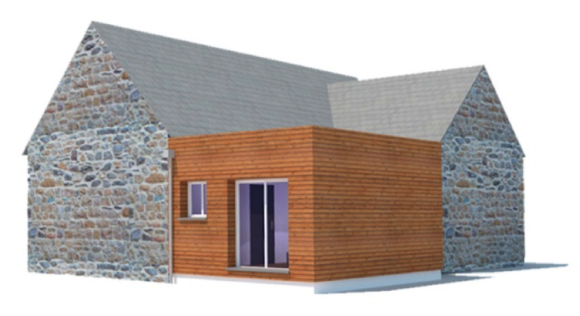 extension pour une maison à Locmalo dans le Morbihan vue 3D par SG plans