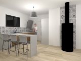 modelisation 3d cuisine - maison ossature bois - grandchamp